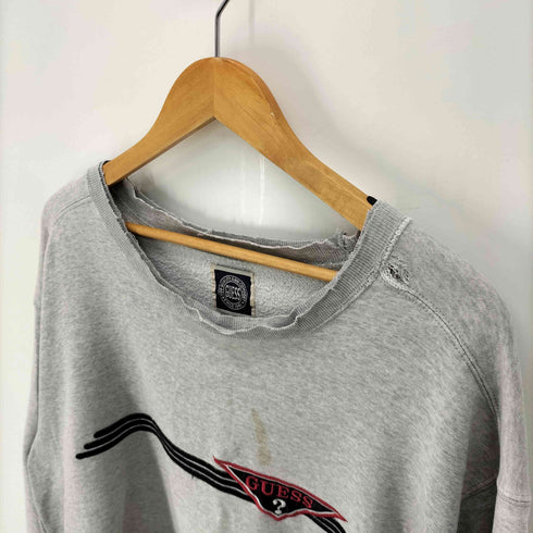 ゲス GUESS 90S ロゴ刺繍 クルーネック スウェット メンズ