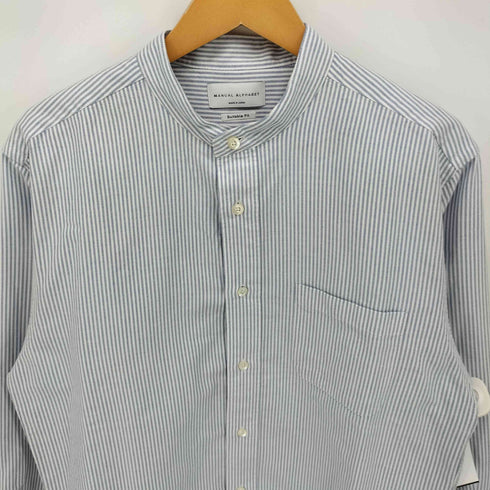 マニュアルアルファベット MANUAL ALPHABET Suitable Fit ストライプ スタンドカラー シャツ メンズ JPN:4