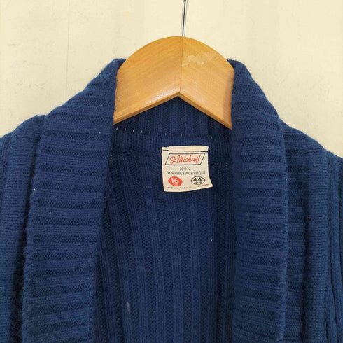 70-80s UK製 St. Michael ショールカラー リブニット カーディガン レディース 44