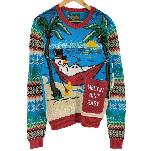Cyhristmas Sweater 雪ダルマ 南国 クリスマスセーター メンズ JPN:S