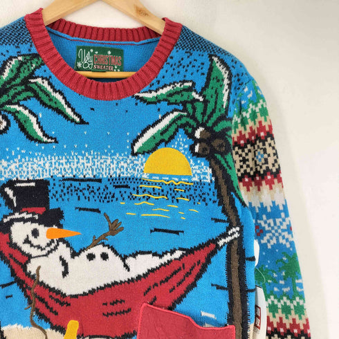 Cyhristmas Sweater 雪ダルマ 南国 クリスマスセーター メンズ JPN:S