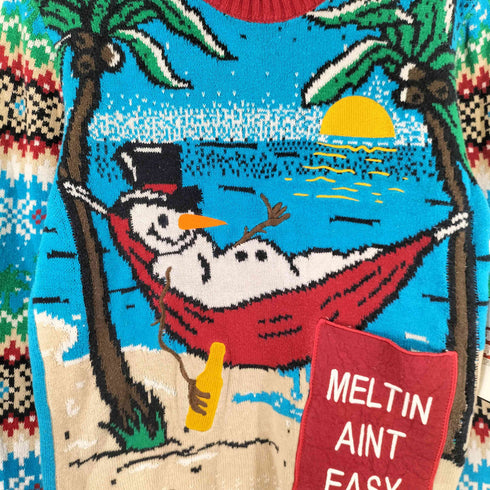 Cyhristmas Sweater 雪ダルマ 南国 クリスマスセーター メンズ JPN:S