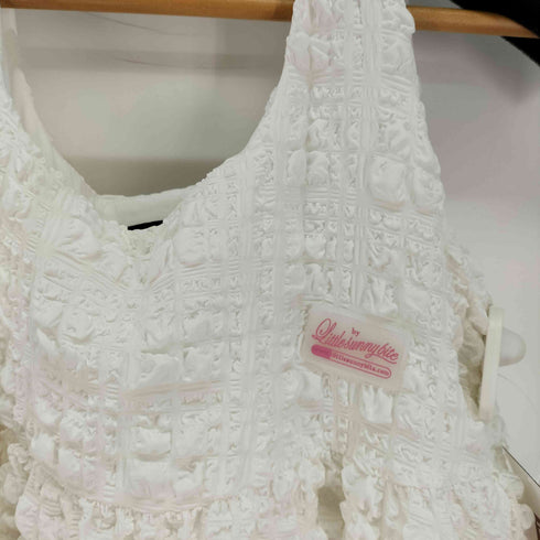 リトルサニーバイト little sunny bite checker frill dress / WHITE ポップコーン ティアード キャミ ワンピース レディース import:M