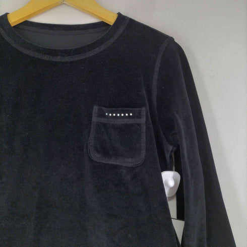 GiO ラインストーン加工 ベロア ロングスリーブ カットソー レディース JPN:40
