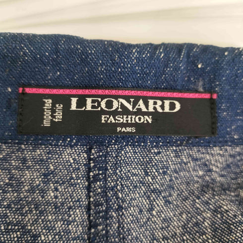 レオナール LEONARD シルク100 金ボタン ゴールドボールチェーン装飾 デニム テーラードジャケット レディース 85-92-156