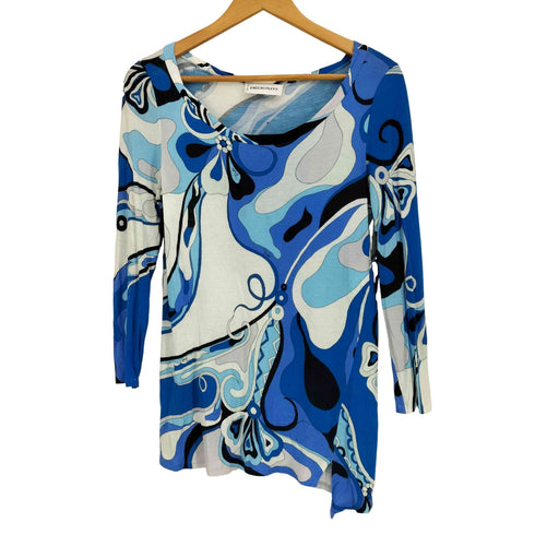エミリオプッチ EMILIO PUCCI 総柄 ボートネック 七分袖カットソー レディース US:8