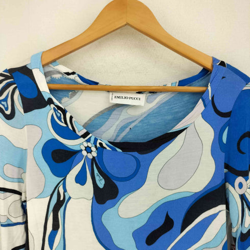 エミリオプッチ EMILIO PUCCI 総柄 ボートネック 七分袖カットソー レディース US:8