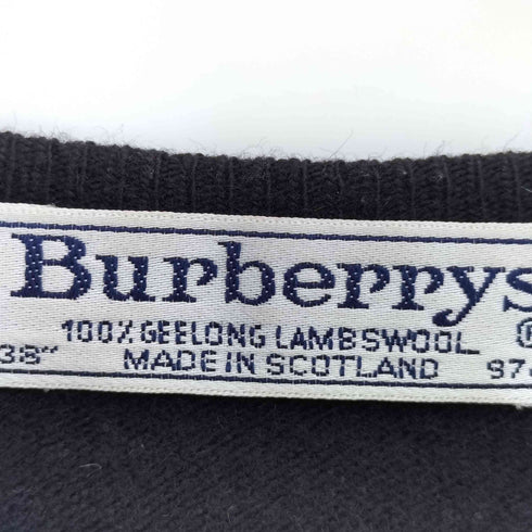 バーバリーズ BURBERRYS 90S 白タグ スコットランド製 ウール100% アーガイル カーディガン レディース 38