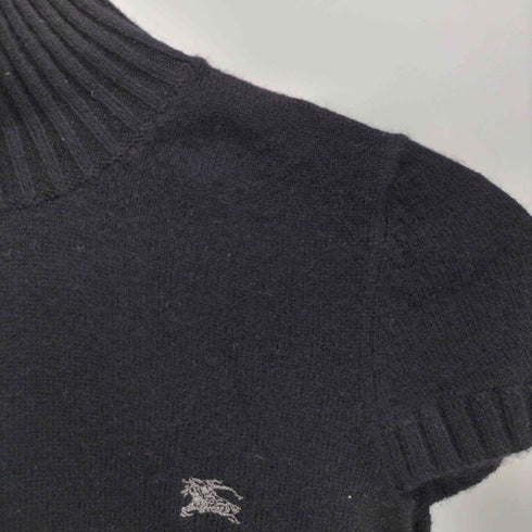 バーバリーブルーレーベル BURBERRY BLUE LABEL BURBERRY BLUE LABEL ウールカシミヤ ホース刺繍 タートルネック 半袖ニット レディース FR:38