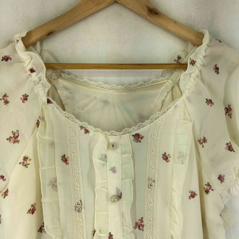 アクシーズファム axes femme シフォン レース フリル バックレースアップ 半袖 ワンピース レディース JPN:M