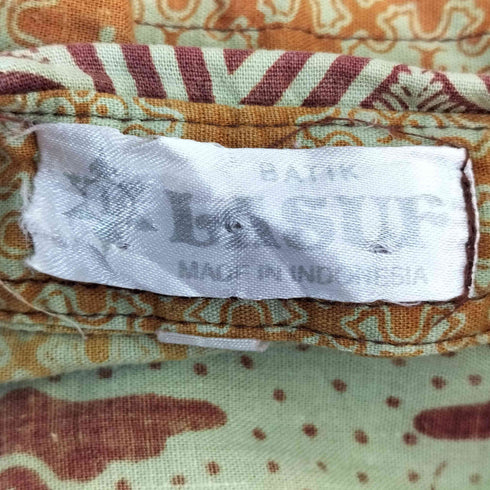 Lasuf ラスフ バティック柄 S/S シャツ メンズ