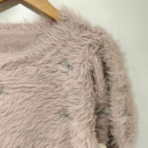 ビス ViS フェザーヤーンリボン刺繍ビーズニット レディース FREE