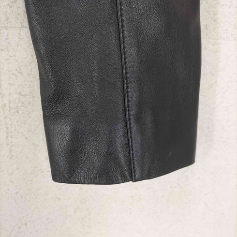 ジェイアール J&R lamb leather ラムレザー 本革 クロップド 短丈 金ボタン レザージャケット レディース M