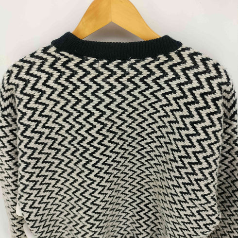 90S TRUTUS BIANCARRA レザー切替 ヘリンボーン柄 ニット セーター メンズ import:M