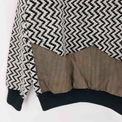 90S TRUTUS BIANCARRA レザー切替 ヘリンボーン柄 ニット セーター メンズ import:M