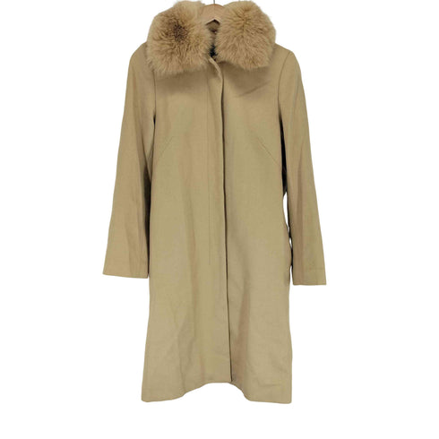 ビーシービージーマックスアズリア BCBG MAXAZRIA 襟ファー付き 比翼 ステンカラー コート レディース S
