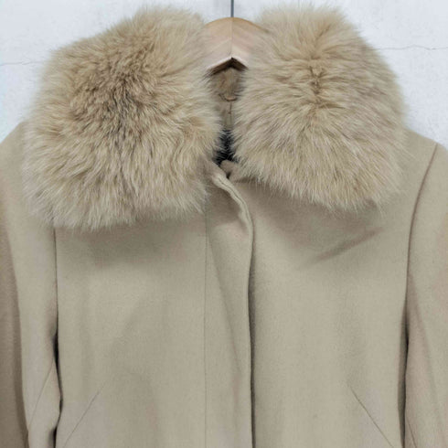 ビーシービージーマックスアズリア BCBG MAXAZRIA 襟ファー付き 比翼 ステンカラー コート レディース S