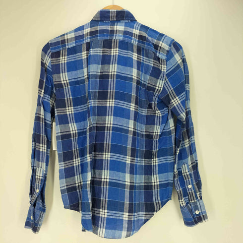 ポロラルフローレン POLO RALPH LAUREN 現行タグ RELAXED FIT ポニー刺繍 リネン 100% マドラスチェック レギュラーカラー L/S シャツ レディース XXS
