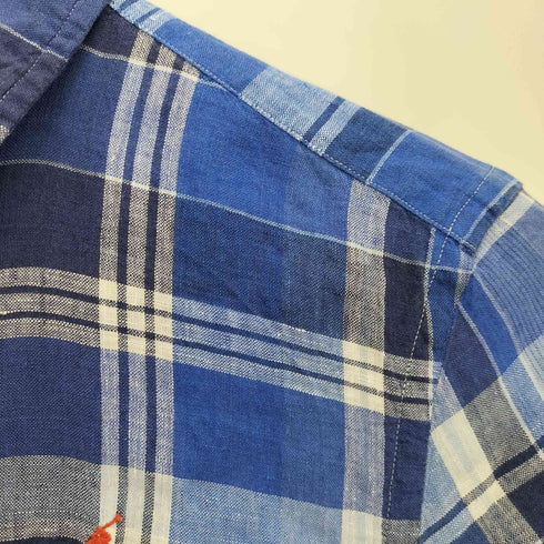 ポロラルフローレン POLO RALPH LAUREN 現行タグ RELAXED FIT ポニー刺繍 リネン 100% マドラスチェック レギュラーカラー L/S シャツ レディース XXS