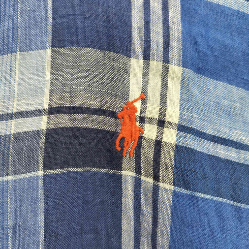 ポロラルフローレン POLO RALPH LAUREN 現行タグ RELAXED FIT ポニー刺繍 リネン 100% マドラスチェック レギュラーカラー L/S シャツ レディース XXS