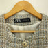 ザラ ZARA 金ボタン ノーカラー ツイードジャケット レディース import:L