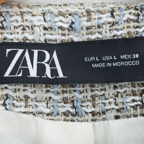 ザラ ZARA 金ボタン ノーカラー ツイードジャケット レディース import:L