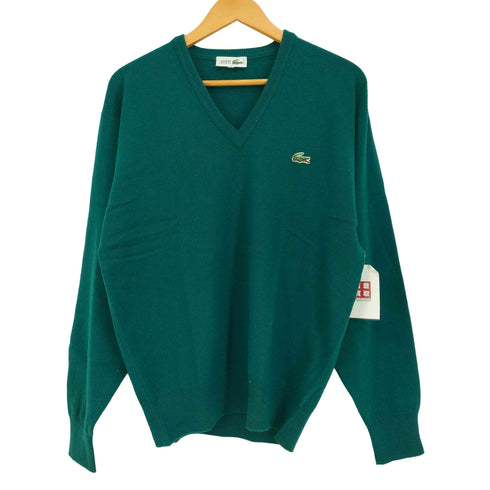 シュミーズラコステ CHEMISE LACOSTE ウール100 Vネック フロントロゴ ニット セーター レディース US:4