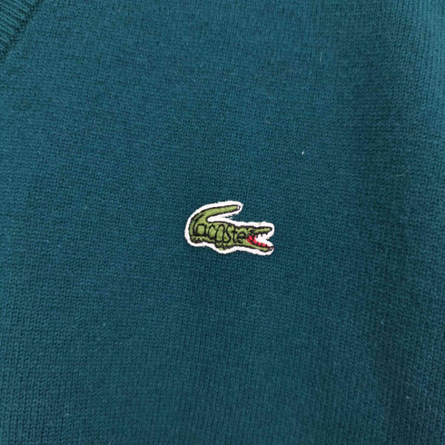 シュミーズラコステ CHEMISE LACOSTE ウール100 Vネック フロントロゴ ニット セーター レディース US:4