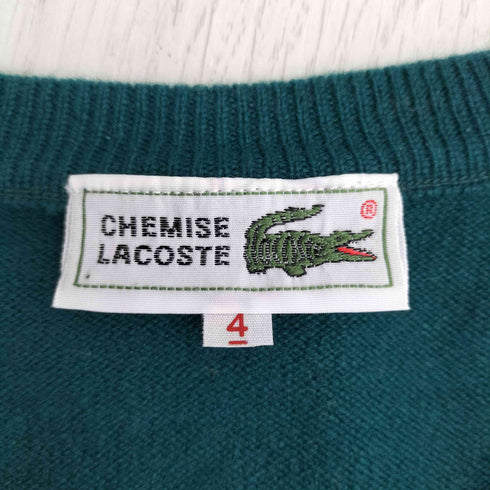 シュミーズラコステ CHEMISE LACOSTE ウール100 Vネック フロントロゴ ニット セーター レディース US:4
