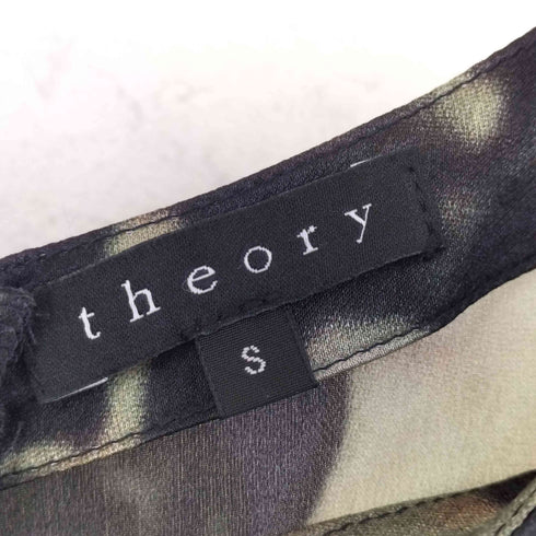 セオリー theory シルク100 総柄 袖ギャザー 五分袖 ブラウス レディース S
