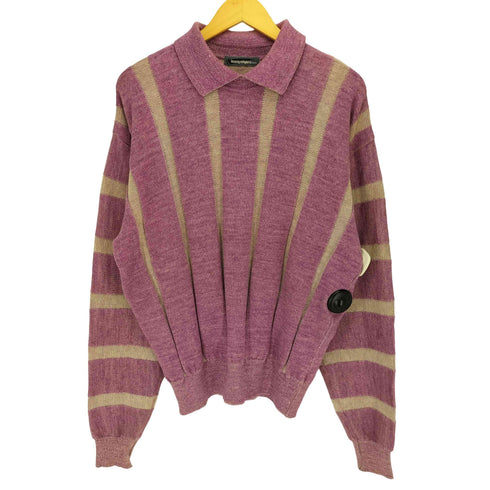 イッセイミヤケメン ISSEY MIYAKE MEN 80S 筆タグ ストライプ 切替 ニット ポロ メンズ JPN:M