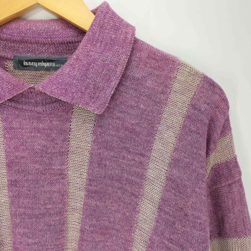 イッセイミヤケメン ISSEY MIYAKE MEN 80S 筆タグ ストライプ 切替 ニット ポロ メンズ JPN:M