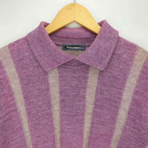 イッセイミヤケメン ISSEY MIYAKE MEN 80S 筆タグ ストライプ 切替 ニット ポロ メンズ JPN:M