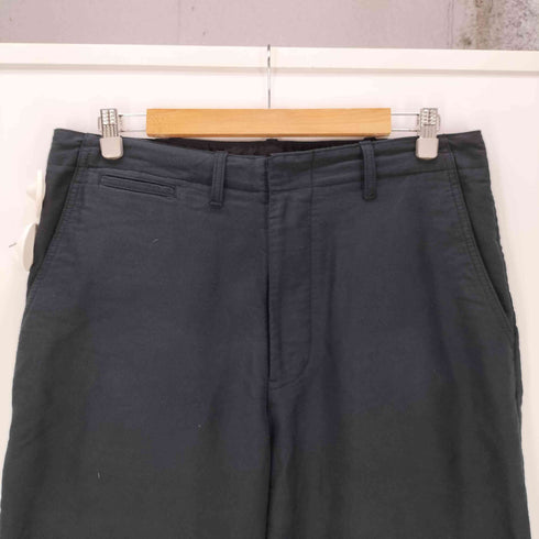 ビームスプラス BEAMS+ 26AW WORK Trousers Cotton Silk Back Sateen コットン シルク バック サテン ワーク ワイド トラウザーズ パンツ ブラック メンズ L