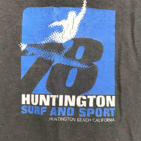 HUNTINGTON SURF AND SPORT 90-00S USA製 プリント クルーネック S/S Tシャツ メンズ import:XL