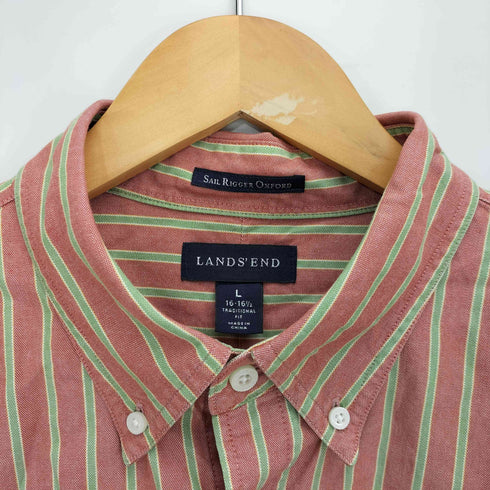 ランズエンド LANDS END 00S SAIL RIGGER OXFORD ストライプ L/S オックスフォード シャツ メンズ import:L