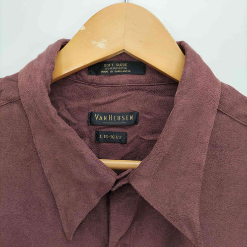 ヴァンヒューゼン VAN HEUSEN SOFT SUEDE フェイク スウェード フラップポケット レギュラーカラー L/S シャツ メンズ import:L