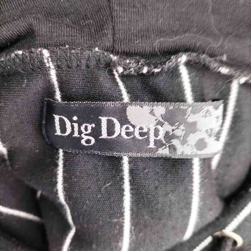 dig deep スカルデザイン ストライプ フーディー レディース