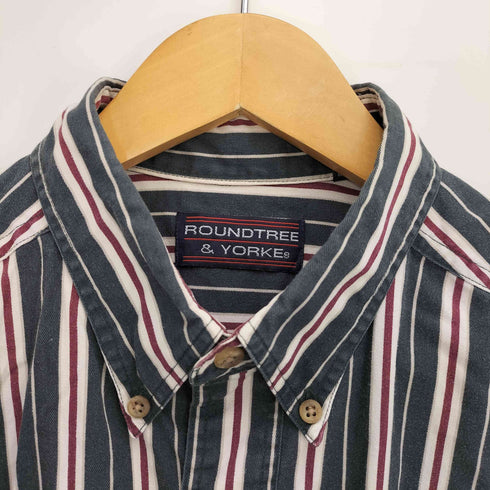 ラウンドツリーアンドヨーク roundtree&yorke 90-00S 香港製 ストライプ L/S ボタンダウン シャツ メンズ import:M