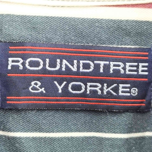 ラウンドツリーアンドヨーク roundtree&yorke 90-00S 香港製 ストライプ L/S ボタンダウン シャツ メンズ import:M