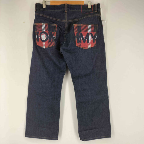 トミー TOMMY チェックプリント ワイドデニムパンツ メンズ L