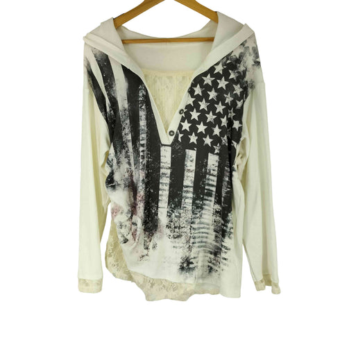 NO ROMANCE 禁忌浪漫 LACE STITCHED HOODED T-SHIRT レースレイヤード フーデッド Tシャツ レディース JPN:S