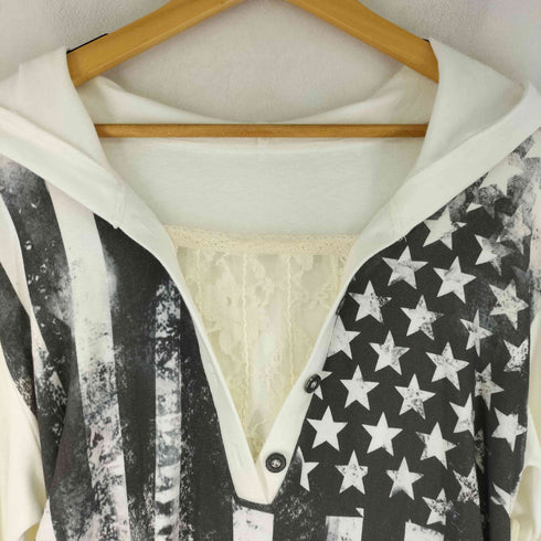 NO ROMANCE 禁忌浪漫 LACE STITCHED HOODED T-SHIRT レースレイヤード フーデッド Tシャツ レディース JPN:S