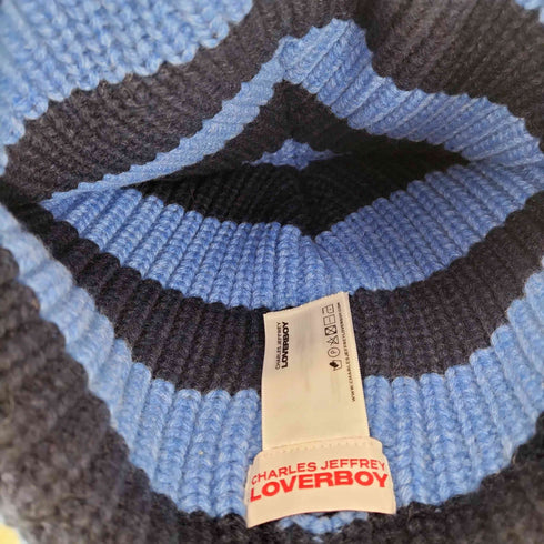 チャールズジェフリーラバーボーイ CHARLES JEFFREY LOVERBOY CHUNKY EARS BEANIE BLUE NAVY STRIPE BLU メンズ
