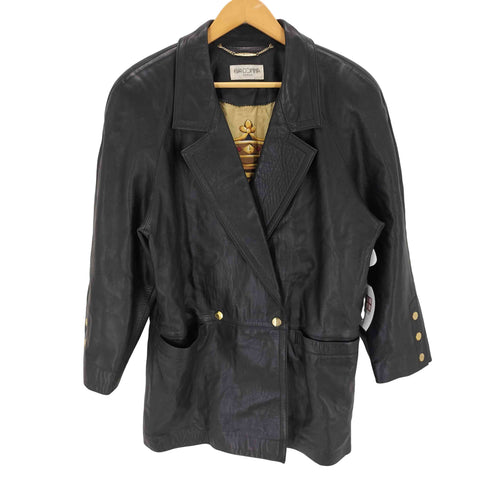 エヴァドンナ EVA DONNA LAMB LEATHER 裏地総柄 ラムレザー ダブルブレストジャケット 金ボタン レディース T156
