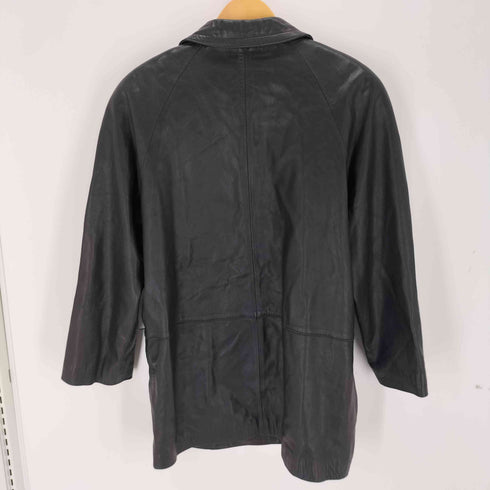 エヴァドンナ EVA DONNA LAMB LEATHER 裏地総柄 ラムレザー ダブルブレストジャケット 金ボタン レディース T156