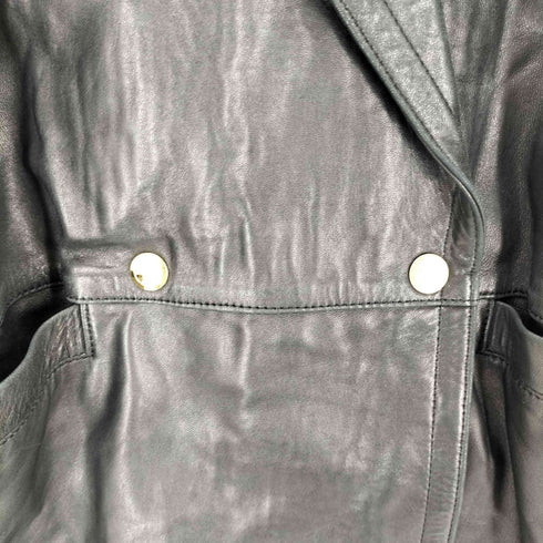 エヴァドンナ EVA DONNA LAMB LEATHER 裏地総柄 ラムレザー ダブルブレストジャケット 金ボタン レディース T156