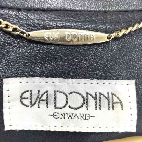 エヴァドンナ EVA DONNA LAMB LEATHER 裏地総柄 ラムレザー ダブルブレストジャケット 金ボタン レディース T156