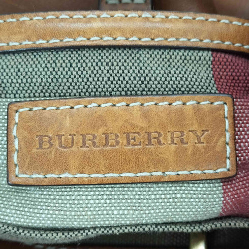 バーバリーズ BURBERRYS ノバチェック レザー切替 キャンバス バケツバッグ レディース