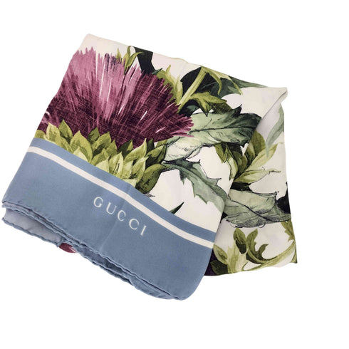 グッチ GUCCI ボタニカル ハチドリ プリント シルクスカーフ レディース